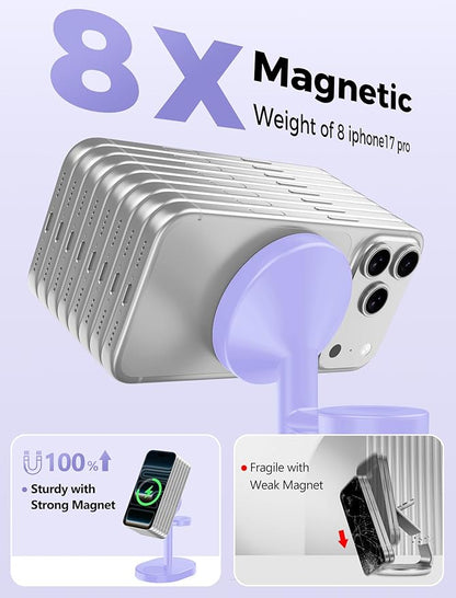 2025 3 in 1 Wireless Charging Station for Apple MagSafe Charger, 15W Fast Magnetic Mag-Safe Charger Stand for iPhone 17 16 15 14 13 12 Watch AirPods, 2 Pack(Adaptor Not Included)