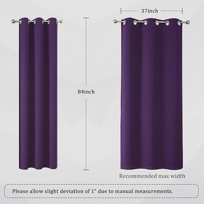 DUALIFE Royal Purple Blackout Curtains for Bedroom 42 x 84 Inch Length Set of 2 Curtain Panels - Thermal Insulated Room Darkening Curtains
