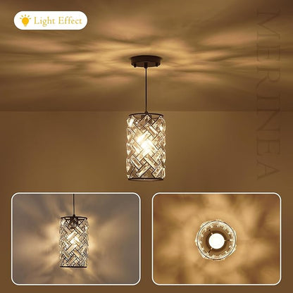 Black Crystal Pendant Light Fixture Modern Mini Chandelier Hanging Light for Kitchen Island, Dining Room, Bedroom, Hallway, Living Room, Porch