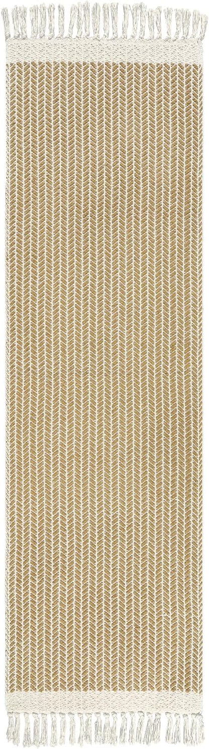 Lahome Boho Laundry Room Rug, 2x7 Runners for Hallways Lightweight Entry Woven Cotton Runner Rug with Tassels, Farmhouse Non Shedding Washable Rugs Low Pile Runner for Kitchen Bathroom, Khaki