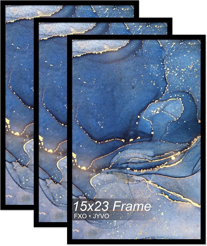 15x23 Picture Frame Set of 3, Black Frame for 15 x 23 Inch Picture Poster Photo, Light Weight and High Transparent 15 by 23 Frame for Wall - 3 Pack/Black/15 x23