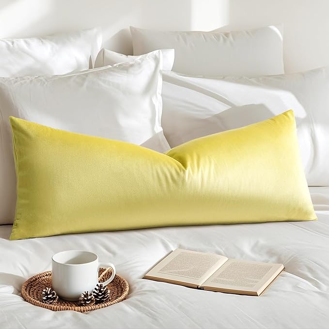 Artscope Luxury Velvet Lumbar Pillow Cover Super Soft Decorative Rectangle Throw Pillow Covers Case Cushion Covers for Sofa Couch Bedroom Car Decor 14x36 Inch Lemon Yellow