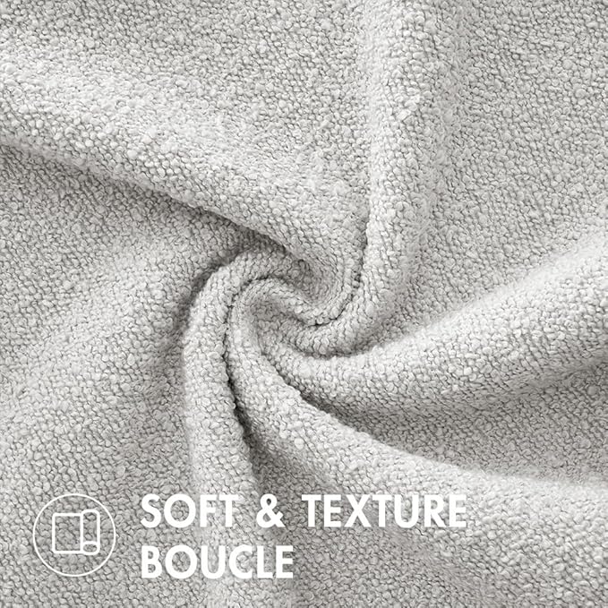 MIULEE 22x22 Inch Decorative Euro Sham Throw Pillows for Bed Set of 2 Textured Boucle Neutral Winter Throw Pillow Covers Light Grey Accent Solid Euro Couch Pillowcases Sofa Livingroom Home Decor