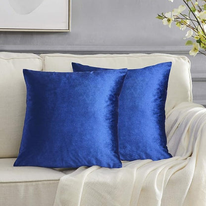 GIGIZAZA Decorative Throw Pillow Covers 16x16,Set of 2 Royal Blue Square Couch Pillow Covers,Velvet Sofa Boho Cushion Pillows