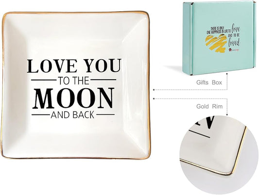 HOME SMILE Ceramic Ring Dish Jewelry Tray for Mom Sister Friends