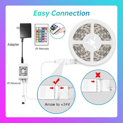 TJOY 25ft Bluetooth LED Strip Lights, Music Sync 5050 LED Light Strip RGB Color Changing LED Lights