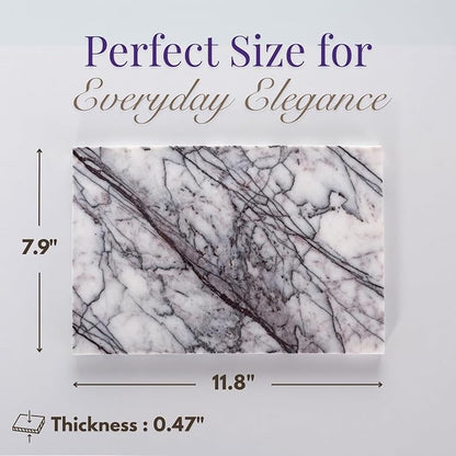 Handcrafted Marble Tray – Bathroom Counter Organizer, Jewelry Tray, Perfume Organizer & Decorative Tray for Vanity Accessories, Coffee Table Decor & Bathroom Countertop (Rectangular, Leilac)