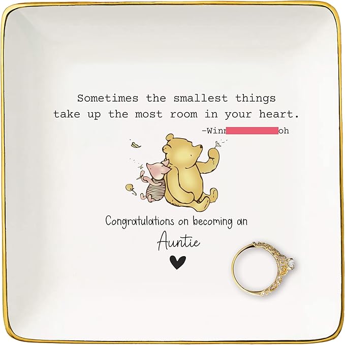 NZY Mother's Day Gift-Promoted to Aunt-Pregnancy Announcement Gifts-Baby Reveal Present-Baby Present Shower-Sometimes the Smallest Things-Jewelry Tray Trinket Holder Ring Dish