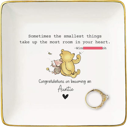 NZY Mother's Day Gift-Promoted to Aunt-Pregnancy Announcement Gifts-Baby Reveal Present-Baby Present Shower-Sometimes the Smallest Things-Jewelry Tray Trinket Holder Ring Dish
