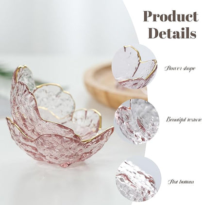 Glass Jewelry Dish, 8pcs Jewelry Tray Ring Dish, Flower Jewelry Dish for Necklace Bracelet Earring Holder, Home Decoration, Gifts for Girlfriend Daughter Mother,Mother's Day Gift (8PCS-Flower)