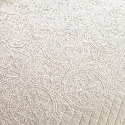 Calla Angel Sage Garden Luxury Pure Cotton Matelasse Quilt Queen, Ivory