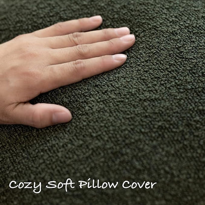 GEEORY Decorative Throw Pillow Covers 22x22 Inch Pack of 2,Textured Boucle Neutral Cushion Cases for Bed Couch Sofa, Accent Mordern Farmhouse & Minimalist Home Decor (Olive Green) GE05-22
