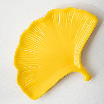 Ceramic Jewelry Tray Trinket Dish, Jewelry Dish for Women, Ginkgo Leaf Ceramic Plate, Ring Dish Holder for Earrings Necklace Organizer, Mother's Day Christmas Birthday Gift