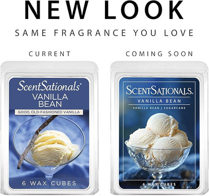 Scentsationals Wax Melts, Wax Cubes Strong Scent - Vanilla Bean - Long Lasting Scented Wax Melts for Warmer, 10oz (24-Cubes)