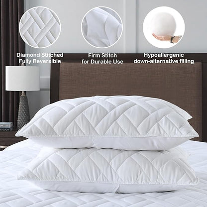 HORIMOTE HOME Quilt Set Queen Size White, Classic Geometric Diamond Stitched Pattern, Ultra Soft Microfiber Lightweight Bedding Set Bedspread Coverlet for All Season (1 Quilt and 2 Pillow Shams)