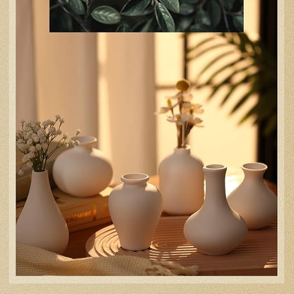 Tioncy Set of 12 Small Ceramic Vase Decorative White Modern Mini Ceramic Flower Vases for Coffee Table Centerpieces Home Living Room Bud Shelf Entryway Boho Vintage Farmhouse Decor