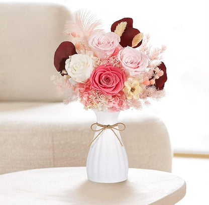 Flowers for Delivery Preserved Flowers with Vase That Last 3-5 Years Real Forever Flowers Rose Bouquet for Mom Anniversary Birthday Thanksgiving Christmas Gift for Women Grandma Wife Friends Her