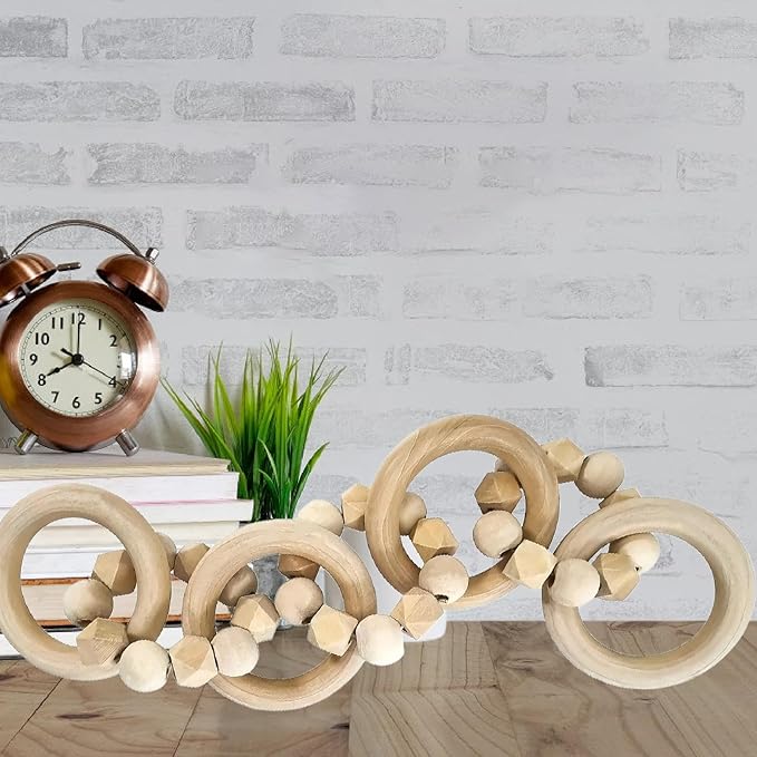 Wxqbjtam Wooden Chain Link Decor, 4-link Decorative Wooden Chain for The