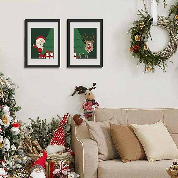 upsimples A3 Picture Frame Set of 5, Display Pictures 8.3x11.7 with Mat or 11.7x16.5 Without, Wall Gallery Poster Frames, Black