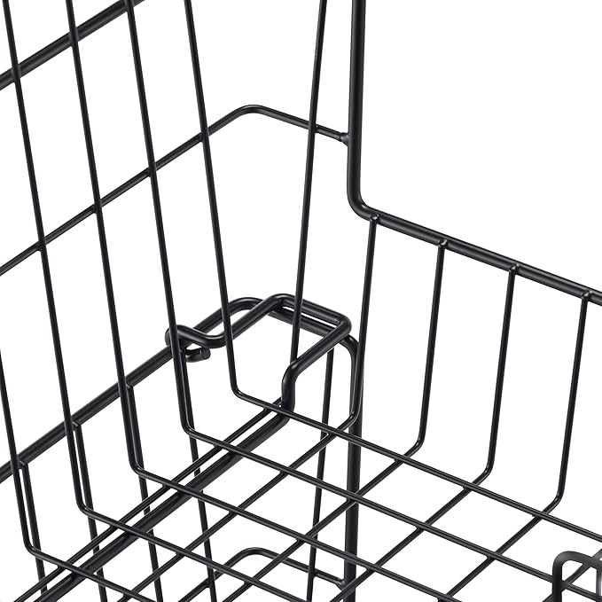 TRINITY 2-Pack Stackable Metal Wire Storage Baskets With Handles, Black, 14 Inches