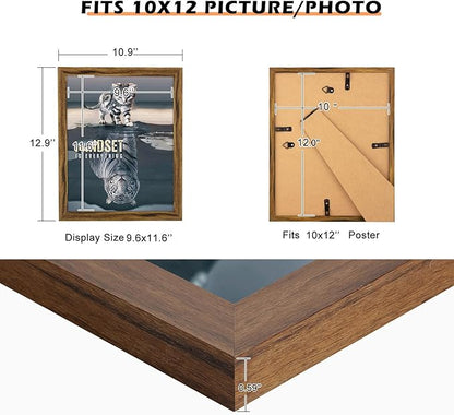 10x12 Frame Rustic Brown, Distressed 12x10 Picture Frame, Art Pic Hanging Poster Frame, 10 by 12 Gallery Family Concert Portrait Wall Photo Frame Anniversary/Birthday/Wedding/Thank you/Christmas Gift