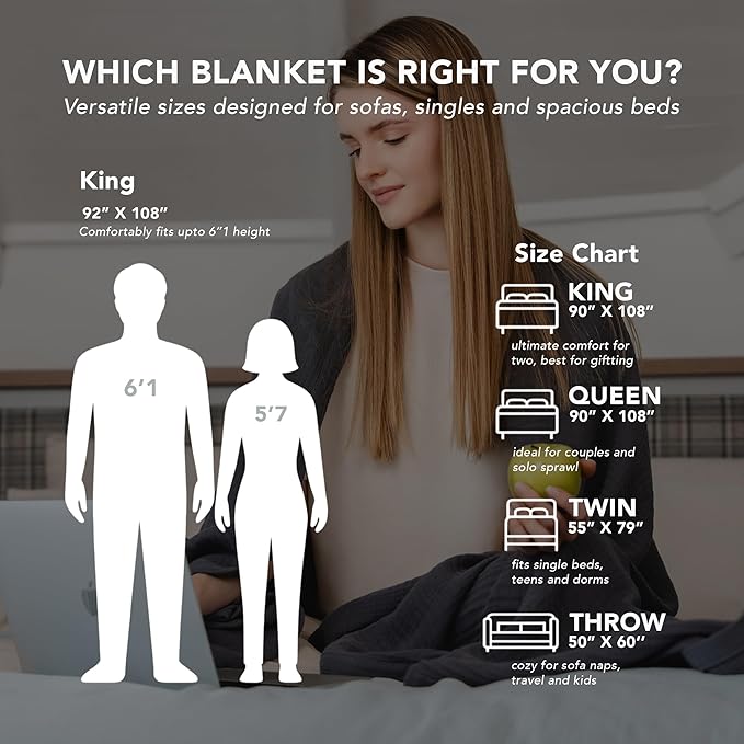 Goqan Throw Blanket 55x60 – 100% Turkish Cotton 4 Layer Boho Muslin Blanket for Adults, Four Season Blanket Lightweight and Thin, Soft, Breathable for Bed, Couch - Dark Grey