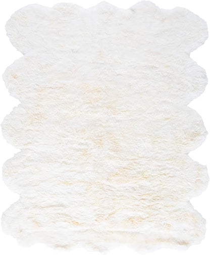 SAFAVIEH Area Rug 8x10 - Sheep Skin Collection - Large - Natural & White, Handmade Rustic Glam Genuine Pelt, Ultra Plush Thick Pile, Ideal for Living Room, Bedroom, Dining Space (SHS211A)