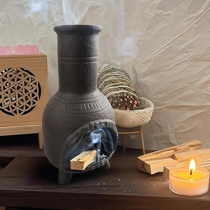 Ceramic Chimney Incense Burner Palo Santo Sticks Holder Sage Burner Holder Incense Cones for Yoga Studio Living Room Home Decor,Black