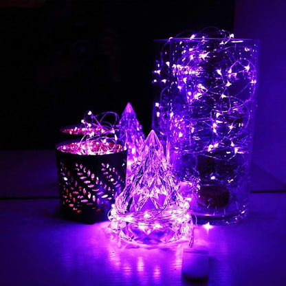 OakHaomie 6 Pack Fairy Lights Battery Operated No Remote LED Starry String Lights 30 Micro Starry LEDs on 10ft Copper Wire Light for DIY Wedding Centerpiece Table Decorations (Purple)