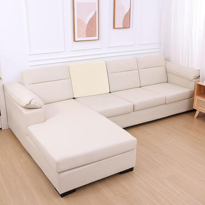 hyha Individual Couch Cushion Covers, Stretch Magic Sofa Seat Cushion Covers Washable, Dog Couch Sofa Slipcover for Pets, Kid with Elastic Bottom(Back Cover M, Beige)