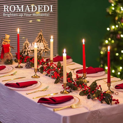 Romadedi Gold Candlestick Candle Holders for Taper, 2 PCS Gold Brass Color Candle Stick Candle Holder for Table Centerpiece, Wedding Reception, Festive Christmas Mantel Decoration or Home Decor
