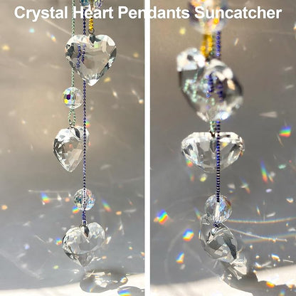 Crystals Heart Prisms Suncatcher Hanging Ornament Rainbow Maker for Home,Garden Decoration (Heart)