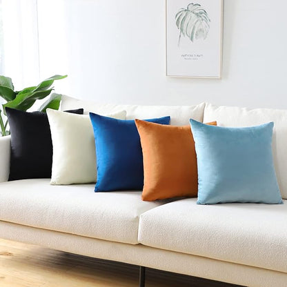 Artscope Luxury Velvet Pillow Covers Super Soft Decorative Square Throw Pillow Covers Case Cushion Covers for Sofa Couch Bedroom Car Decor 16x16 Inch Cream White