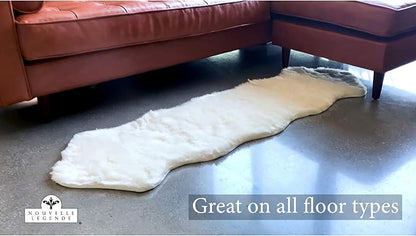 Nouvelle Legende Faux Fur Sheepskin Rug, Ultra-Soft Long Narrow Decorative Runner for Hallway, Bedroom, or Entryway, Warm in Winter, Cool in Summer, Easy Care, Neutral Color, Duo