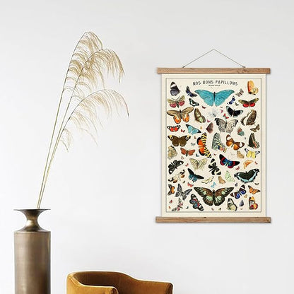 ABoby Vintage Butterfly Poster Hanger Frame, Boho Room Decor Aesthetic, Retro Style Wall Decor Art Painting, Ready to Hang