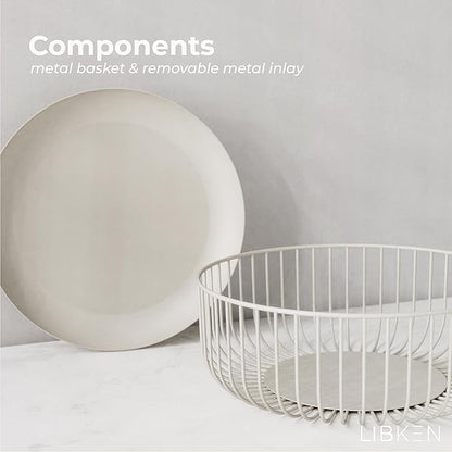 Wire FruitBowls -Stylish Metal Wire FruitBasket for Kitchens -Decorative Fruit and Veg Storage Holder - Ideal Kitchen Accessories for Modern Decor -Warm Gray, 1 Unit, H4xL11xW11 IN-Heavy Weight