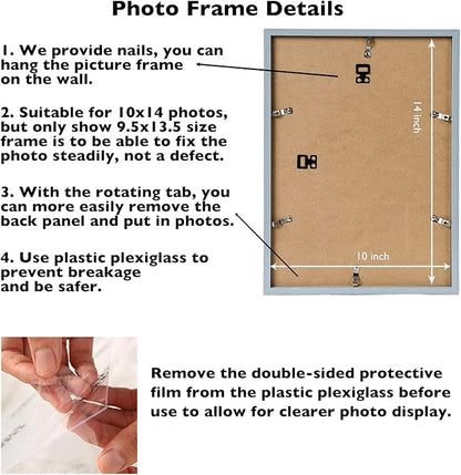 10x14 Picture Frame Set of 2 for Wall Hanging, Wall Mounting Horizontally or Vertically, 10 x 14 Wall Gallery Poster Photo Frame with Durable Shatter Resistant Plexiglass,2 Pack, Rustic Brown