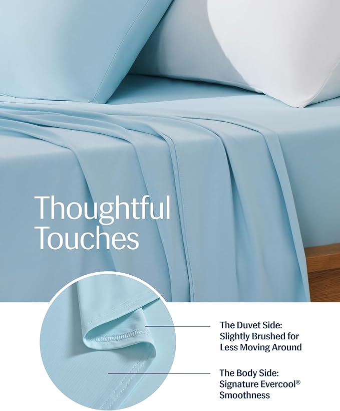 REST® Evercool®+ Top Sheet, Full/Queen Size, Light Blue, 93"X108" (1 Flat Sheet only)