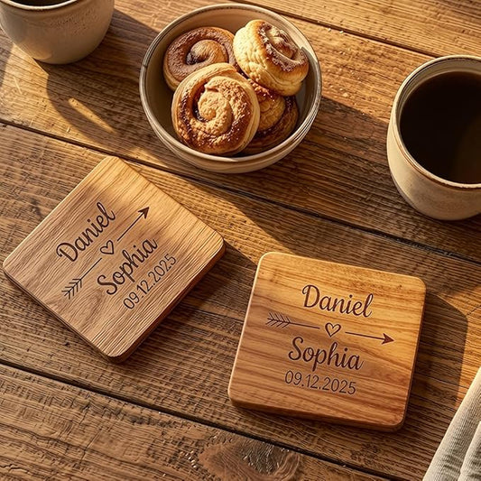 Luxury Custom Couples Wooden Coaster, Gifts for Boyfriend Girlfriend, Valentines Day Gift Gor Him Her, Wedding, Birthday, Anniversary, Christmas 2