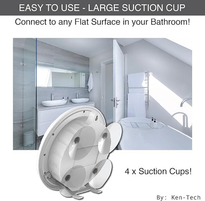 Sonnet Shower Clock for Bathroom and Kitchen - Large Digital Display Shows Time, Date, Day of The Week and Temperature. Large Suction Cups, Hanging Hole, and Kick Stand - Atomic Clock