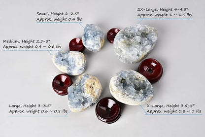 AMOYSTONE Egg-Shape Gemstones Healing Crystals Blue Celestite Cluster Geode Egg 2.5-3", for Healing Reiki Home Decors, Easter Egg