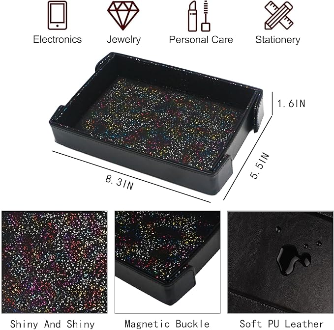 Valet Tray, Desktop Organizer and Catchall Tray for Keys, Wallet, Phone, Jewelry | Multi-Use Entryway Table, Desk & Nightstand Storage for Men & Women