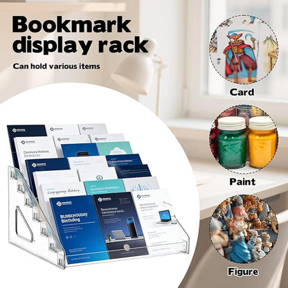 7 Tier Brochure Holder 12 x 7 inch Clear Acrylic Pamphlet Holder Display Stand Organizer Plastic Flyer Literature Magazine Booklets Menu Journals Rack for Home Office Exhibition, Pack of 2