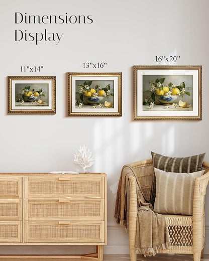 InSimSea Gold Framed Canvas Wall Art Room Decor Lemon Still Life Prints Art Vintage Kitchen Decor Rustic Farmhouse Artwork Picture for Dinning Living Room Bedroom