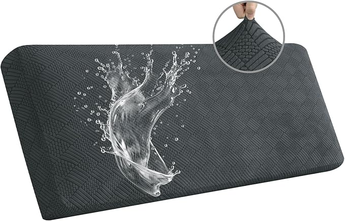 Easy-Going Waterproof Couch Cushion Covers for Couches and Sofas, Stretch Jacquard Sofa Seat Cover Replacement for Dogs, Pets&Kids, Durable Furniture Protector for Oversized Sofa Cushions, Dark Gray