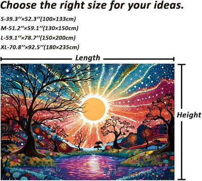 Serborlur Tree of Life Tapestry Trippy Sun Forest Tapestries Colorful Starry Sky Tapestries Hippie Nature Landscape Wall Tapestry Aesthetic Vintage Wall Hanging for Bedroom (59.1" × 78.7")