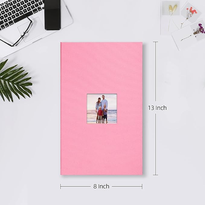 Mublalbum Small Photo Album 4x6 300 Photos Linen Cover Picture Book with Horizontal Pockets for Wedding Family Anniversary and Baby (Pink)