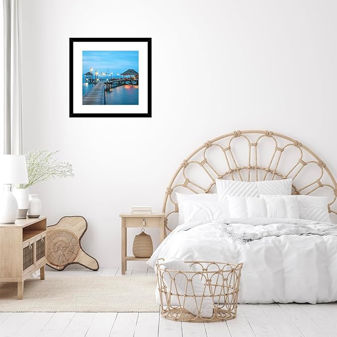 18x18 Picture Frame Set of 2 Black with 14x14 Mat, Display Photo 14x14 with Mat or 18 x 18 Without Mat, Wall Hanging Large 18x18 Poster Frame with Shatter Resistant Plexiglass, 2 Pack, Black