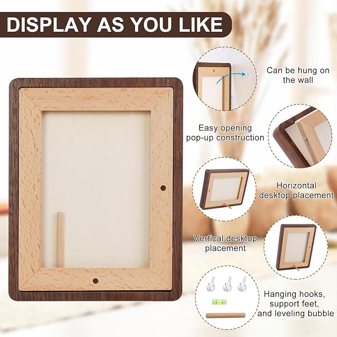 TEYCLZORE 6x8 Natural Walnut Picture Frame, Handmade Photo Frame, Display 4x6 Picture with Mat or 6x8 Without Mat, Tabletop Display and Wall Hanging