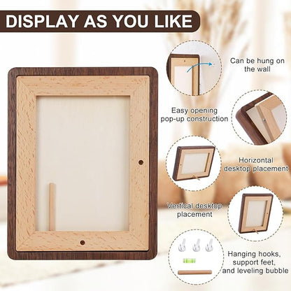 TEYCLZORE 6x8 Natural Walnut Picture Frame, Handmade Photo Frame, Display 4x6 Picture with Mat or 6x8 Without Mat, Tabletop Display and Wall Hanging